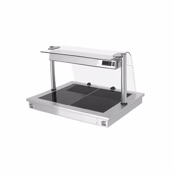 Placă de încălzire încorporabilă – 800 mm – 2x GN 1/1 – 900 W – cu paravan de protecție din sticlă