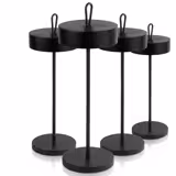 (4 pcs) LED Table Lamp - CLEO MINI - Rechargeable - Cordless - 3-step dimmable - Ø120mm - Black - with Charging Dock