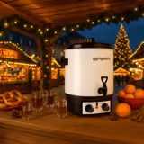 Catering Hot Water Boiler & Mulled Wine Urn – 27L-1.8kW-White Enamelled Steel-Tap & Timer-30–110 °C