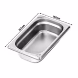 (6 pièces) Récipients en acier inoxydable GN 1/4 - Hauteur : 65mm