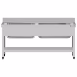 Stainless Steel Commercial Sink Unit ECO - 1600x700mm - with Undershelf & Double Bowl - with Upstand
