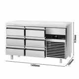 Koelwerkbank PREMIUM - 1400x700mm - met 6 laden - incl. snijplank wit