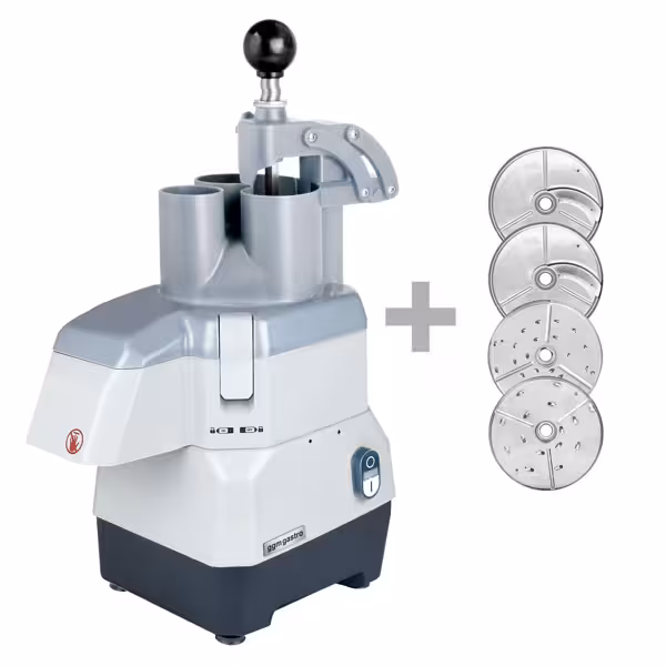 Electric compact vegetable slicer - 735 watts - incl. 4 slicing/grating disks - folding lid
