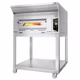 Commercial Gas Pizza Oven – 1-deck - 9x Ø34 cm - manual - hood + stand + castors