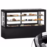 Vitrine réfrigérée 4 faces vitrées - 990L - 2010mm - Double vitrage - portes coulissantes vitrées arrière - pour pâtisseries - Noir