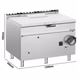 Kantelbare braadpan GIUSEPPE 900 - gas - 120L - 30kW - handwiel en vulkraan - 900