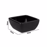 (6 stuks) Dipschaaltje - PURE - Melamine - 50ml - hoekig - 65x65mm - Zwart