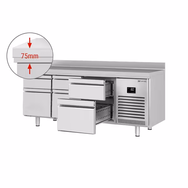 Soğutmalı Tezgah Premium PLUS - 1960x700 mm - 6 Çekmeceli ve Sırtlı