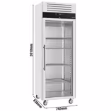 Upright Display Fridge Stainless steel ECO - GN 2/1 - 440L - with 1 glass door - On castors
