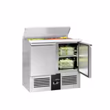 Commercial Saladette Counter PREMIUM - 903mm - 240L - 2 doors - open top for 2 x GN 1/1 & 3 x GN 1/6 & stainless steel hinged lid