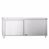 Mesa armario inox PREMIUM - para productos de cereales y lácteos - 2000x700mm - con estante intermedio - incl. Tabla de corte Blanco