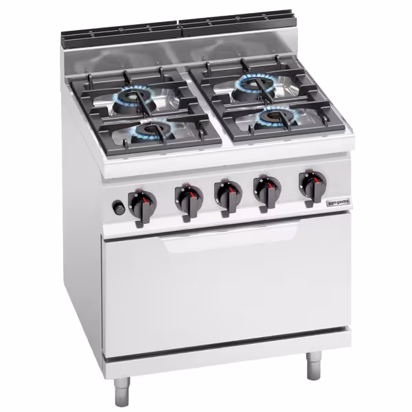 Plynový sporák - Lorenzo 700 - 800x714x1 070 mm - 35,8 kW - 4 hořáky - samostatně stojící jednotka - vč. plynové trouby, statické - 7,8 kW