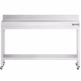 Table de travail en inox PREMIUM - 1600 x 600 mm - avec tablette inférieure, dosseret et roulettes