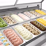 Vitrine à glace NOLAN – 1730 mm – refroidissement ventilé – pour 18 bacs à glace de 5 litres – Blanc