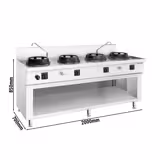 Gas woktafel - 60,0 kW - 4 branders - incl. 2 kranen