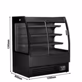 Commercial multideck display fridge - 1200mm - 380L - with 2 double‑glazed sliding doors & 3 shelves - Black