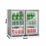 Barkoelkast - 900mm - 220 Liter - met 2 glazen klapdeuren - grijs