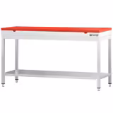 Mesa de trabalho em aço inoxidável PREMIUM - 2000x600mm - com prateleira inferior & com travessas de reforço - incl. Tábua de corte Vermelha