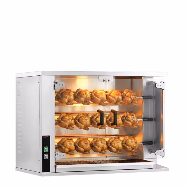 Gas Hähnchengrill - 14,1 kW - mit 3 Spießen für bis zu 15 Hähnchen