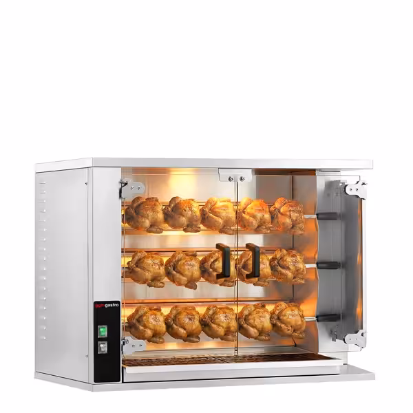 Gas Hähnchengrill - 14,1 kW - mit 3 Spießen für bis zu 15 Hähnchen