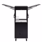 Mobiel cocktailstation - met barkoelkast, werkblad, glazen blad & LED-verlichting - scharnierend