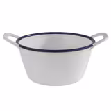 (6 pcs) Coupe - ENAMEL LOOK - Mélamine - 300ml - rectangulaire - avec poignées - lot de 6 - 150x115mm - Profondeur : 65mm - Blanc/Bleu