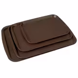 (10 pcs) FAST FOOD Tray - ABS plastic - 440x320mm - Height: 20mm - Brown - non-slip surface