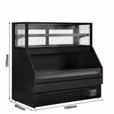 Koeltoonbank Helsinki - 1500x800mm - 251 liter - kleur zwart - achterzijde 2 schuifdeuren - met 4 legroosters