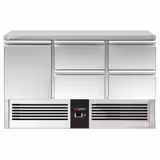 Commercial Counter Fridge PREMIUM - 1368x700mm - with 1 door - with 4 drawers - capacity 368 litres