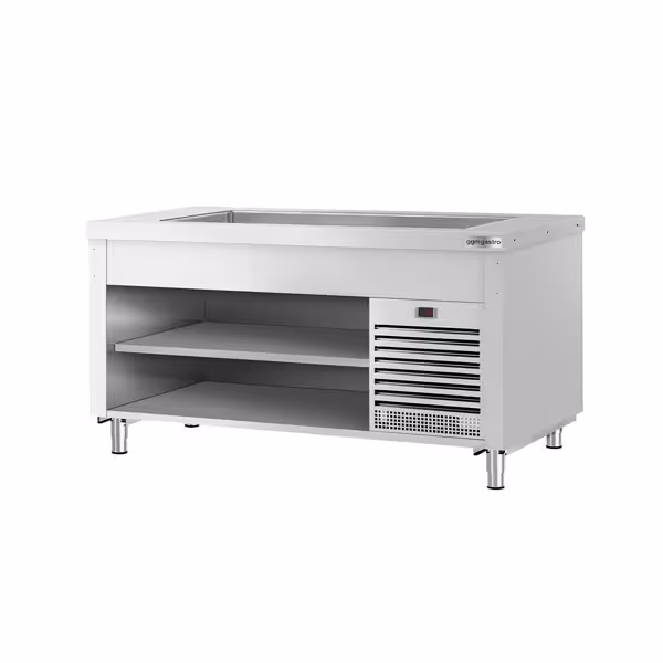 Banco buffet professionale refrigerato COPENAGHEN - 1560mm - con vasca refrigerata - per 4x GN 1/1 - Acciaio inox