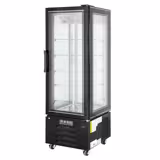 4-Sided Glass Display Fridge - 340L - 650mm - Double glazing - square - with 5 adjustable glass shelves - 1 rear glass door - Black