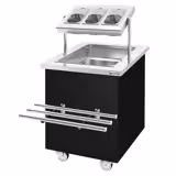 Cărucior pentru tacâmuri și veselă DANZIG - 700mm - cu glisieră pentru tavă - negru