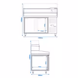 Rashladni pult za pripremu pizze PREMIUM - 1500x800 mm - sa 2 vrata - uklj. Rashladna nadograđena vitrina - 7x GN 1/4