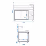 Commercial Pizza Prep Counter - Granite Top PREMIUM - 1500x800mm - with 2 doors - incl. refrigerated topping unit with glass sneeze guard - 6x GN 1/3