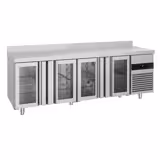 Hűtött munkaasztal PREMIUM - 2330x700 mm - GN 1/1 - 632 liter - ventilációs - 4 üvegajtóval - felhajtással