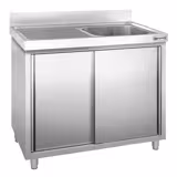 Rozsdamentes acél mosogató szekrény PREMIUM - 1200x600 mm - tolóajtóval - 1 medence - jobb oldali medence