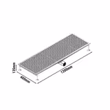 Stainless Steel Channel Drain - AISI 304 - 1200x400mm - low-profile - side outlet - Ø70mm - removable grate