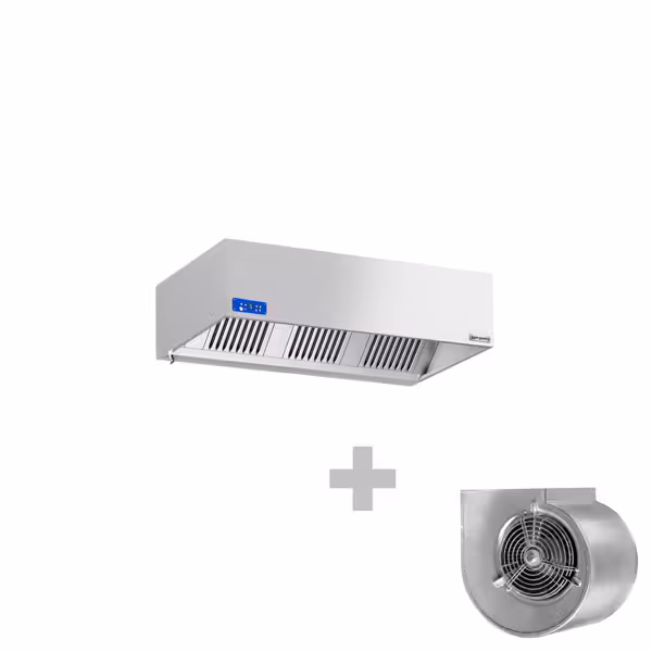 Commercial Wall-Mounted Extractor Hood with Motor – 1600mm – with Speed Controller, Baffle Filters & Lighting