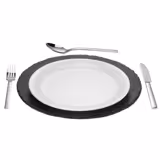 (6 adet) Sunum Tabağı - Yuvarlak - Doğal arduvaz taş - 6'lı set - Ø330mm - Siyah