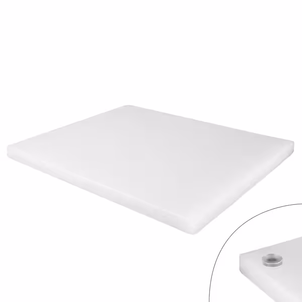 Antislip snijplank - 600x400mm - Dikte: 20mm - HACCP-conform - HDPE - Wit - Vaatwasmachinebestendig