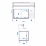 Pizza koelwerkbank Premium PLUS - 1490x700mm - met 1 deur & 2 laden - incl. koelopzetvitrine - 6x GN 1/4