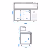 Ψυγείο πίτσας με πάγκο γρανίτη PREMIUM PLUS - 1490x700 mm - με 1 πόρτα & 2 συρτάρια - με επικαθήμενη βιτρίνα σαλατών - 6x GN 1/4