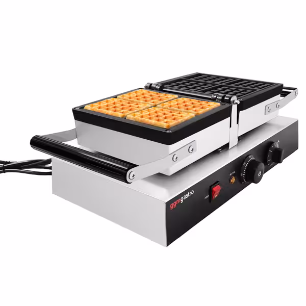 Waffle iron - Single - Manual - 1.6 kW - Shape: 4 Brussels waffles - with 180° rotatable baking surface