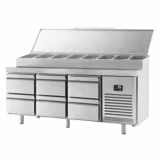 Ψυγείο πάγκος προετοιμασίας - 1.960x700 mm - 1 πόρτα & 6 συρτάρια - για 1x GN 1/2 & 9x GN 1/3 λεκανάκια