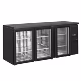 Commercial Bar Counter Fridge ECO – 2002 mm – with 3 frameless glass doors – Black