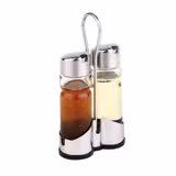 (6 pièces) Ménage - ECONOMIC - support en inox - incl. 2 huiliers et vinaigriers - avec becs verseurs anti-goutte