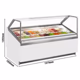 Vitrine de gelados IVY - 1919mm - Refrigeração ventilada - com iluminação LED - para 20 cubas de gelado de 5 litros - Branco