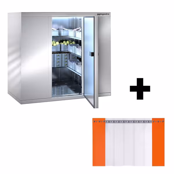 Vriescel - 2100x2100mm x H2010mm - 6,12m³ - isolatie 120mm - zonder motor - incl. PVC strokengordijn