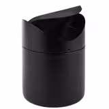 (6 st) Papperskorg - 1,2 liter - 120x120x170 mm - med svänglock & bajonettlås - svart - rostfritt stål