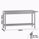 Mesa de trabalho em aço inoxidável ECO - 1600x700mm - com prateleira inferior & com travessas de reforço